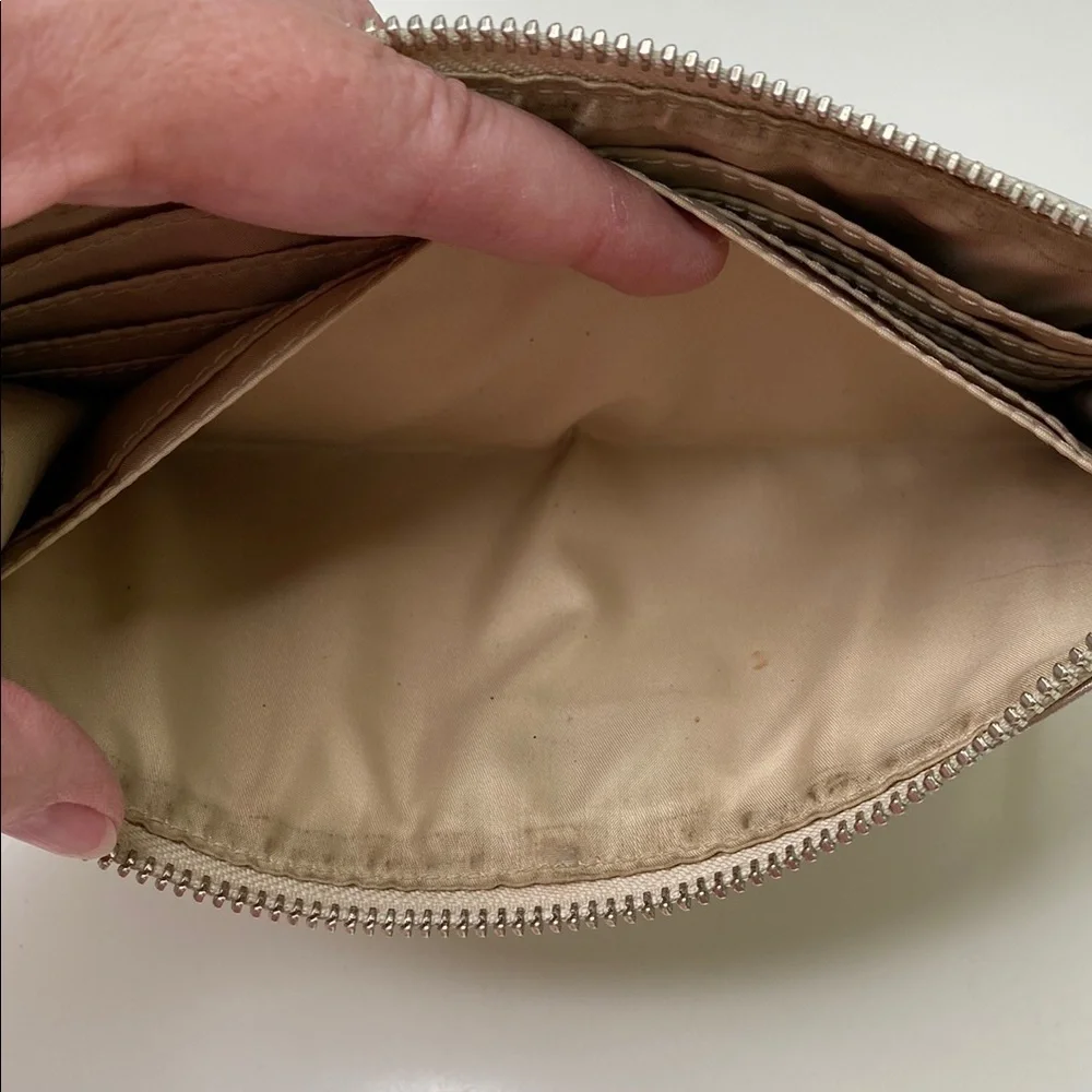 Coach Wristlet Metallic Champagne Leather‎